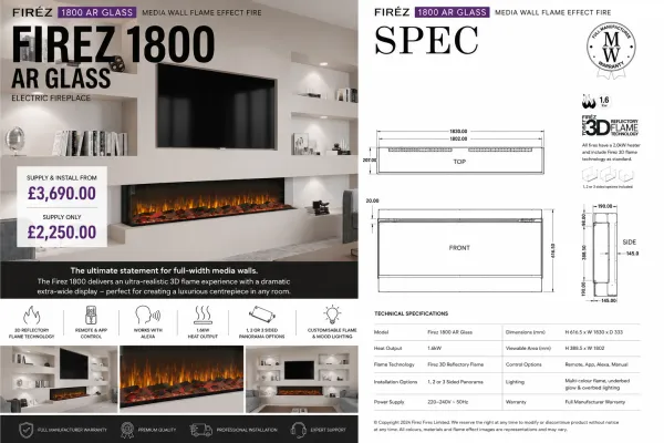 FIREZ 1800 AR Glass specification sheet