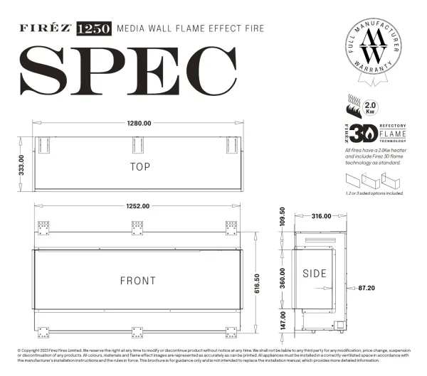 Media Wall 1250 specification sheet